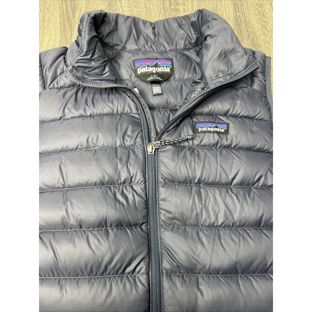 PATAGONIA Down Sweater Insulated Vest Women's - Smolder Blue Sz L Logo Back EUC! - Picture 4 of 7